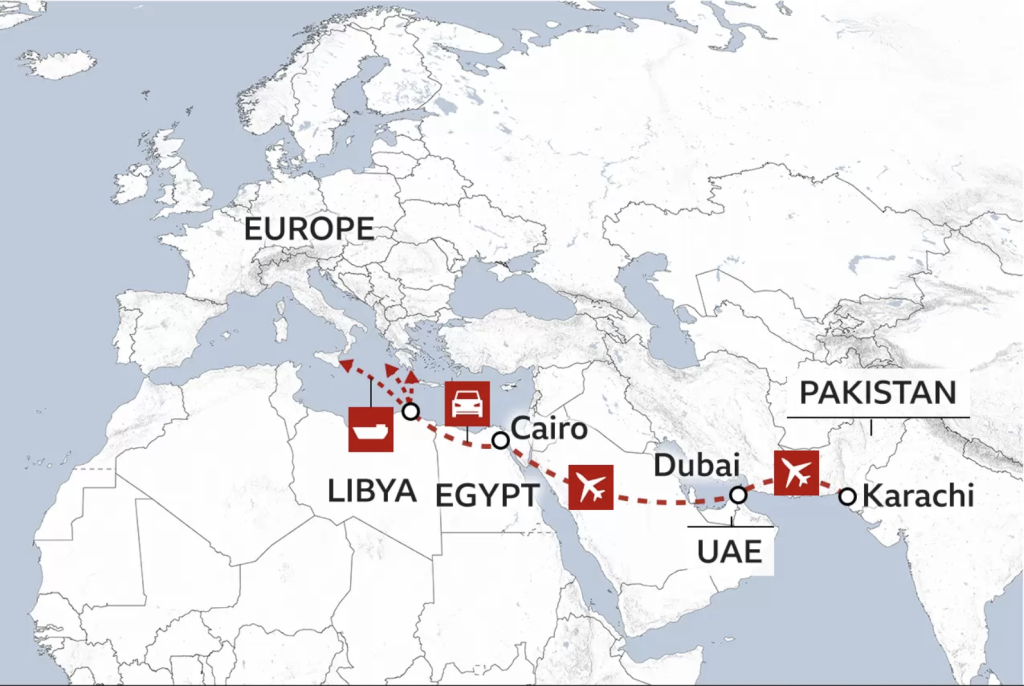 Pakistanis are travelling to Europe via the hazardous Libya route