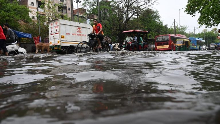 When a house collapsed in Dwarka during a thunderstorm in Delhi, a woman and her three children perished.