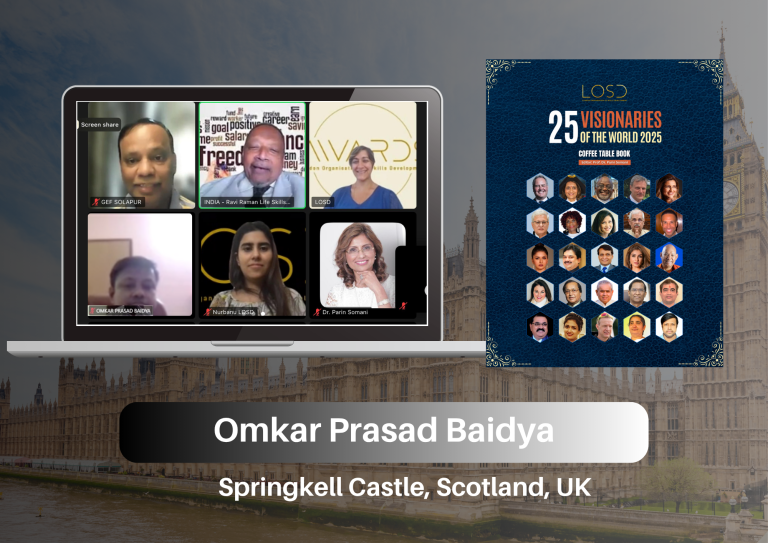 Dr. Omkar Prasad Baidya Featured in 25 Visionaries of the World by the London Organisation of Skills & Development, Launched at Sprinkell Castle, Scotland